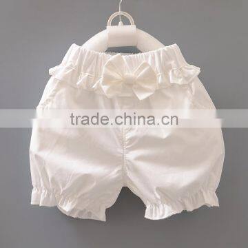 Bulk Sale!Children Clothes Pure White Wild Ruffle Shorts Bowknot Decoration Two Trousers Pockets Wholesale