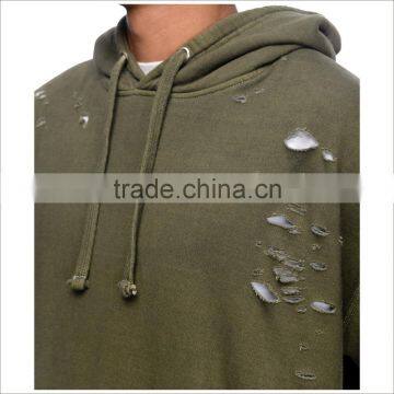 Wholesale Olive Green Hoodie Custom Design Washed Hoodie photo-4