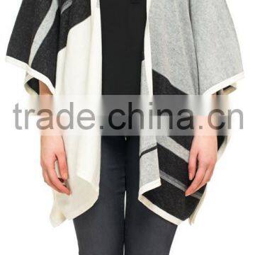 Women Knitted Pattern Fashion Cashmere Poncho Shawl photo-3