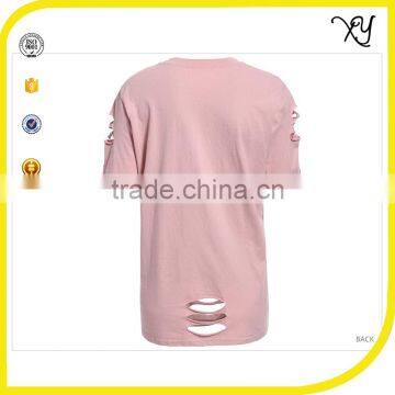 Hip Hop Clothing Women Custom Longline Distressed t Shirt With Printing Design photo-2