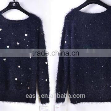 100% mohair with heart shape embroidery British spirit sweater