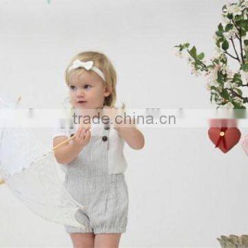 High Quality 100% Linen Baby Girl Clothes Vintage Romper Little Girl Overalls Custom photo-3