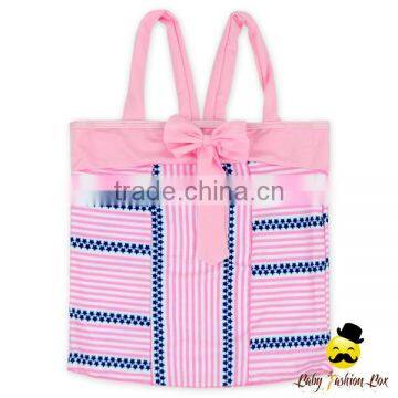 Fashion Children Summer Pink Waterproof Strap Striped H Design Bow Young Girl Swimwear Beach Top Clothes