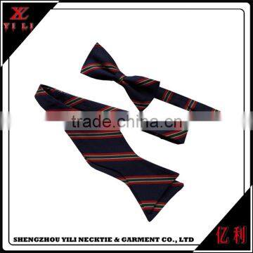 Stripe School Design Cheap Double Black Silk Self Tie Bow Tie photo-2