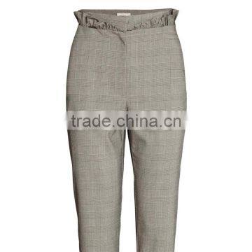 Summer Ankle-length Frill Trousers Woven Women Slacks photo-2