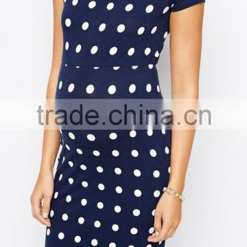 Hot Sale Office wear Sexy Maternity Spot Bodycon Dress with Cross Back for pregnant women