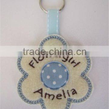 Personalised Flowergirl Key Ring Wedding Gift / Favour Felt & Fabric Flower photo-3