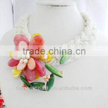 Clearence!!! DC134fashion popular pearl flower necklace for african bride wedding