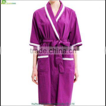 Ladies cotton bathrobes women night dress with beauty lace slumber wear for summer terry cotton bathroom