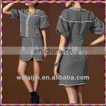 Elegent Short Sleeve Beaded Ladies Uniform Suits