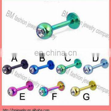 Fashion titanium plated lip labret ring clear crystal body piercing jewelry