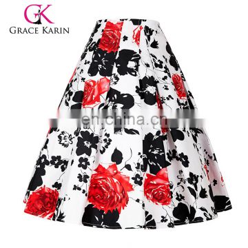 Grace Karin Occident Vintage Retro 50s Floral Pattern Cotton Skirt 9 Patterns CL008925-3