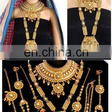 2015 Wholesale Bollywood Style Bridal Jewelry Set-Wedding Wear Dulhan Full set-Kundan Bridal Necklace set