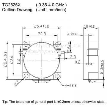 RFTYT WG2525X VHF 0.35-4.0 GHz High Frequency Range TAB SMA N RF Drop in Isolator