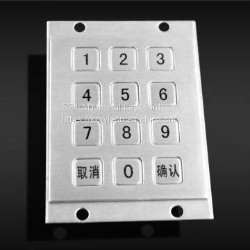 Vandal proof 3x4 keys matrix keypad outdoor IP65 access control system metal numeric keypad with 12 keys