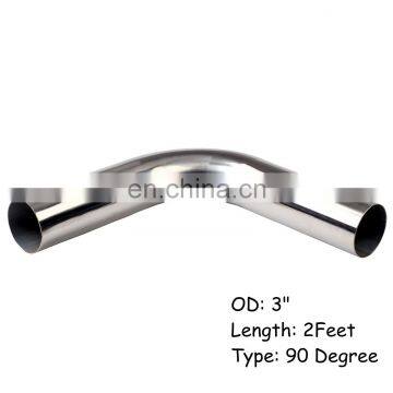 3" (76mm) 90 Degree T-304 Stainless Steel Exhaust Tube Pipe Piping Tubing (2FT)