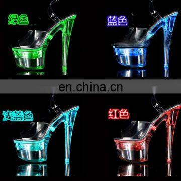 2021 New Novelty Nightclub Party Luminous Sandals Women Steel Tube Dance Shoes Women's Crystal High Heel Led Light Shoes photo-3