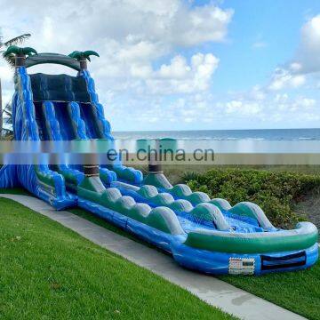 Blue Tropical Paraside Slip and Slide Monsoon Tall Inflatable Marble Curved Kids Water Slide With Pool photo-2