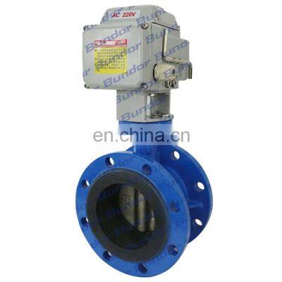 Bundor automatic 3 inch motorized flanged end industrial butterfly valve manufacturer