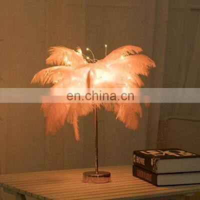 2021 New products DIY Creative Warm Feather tree light Lampshade Wedding Home Bedroom Decor