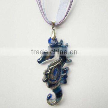 top sale Lampwork Glass Pendant Necklace Lampwork glass Necklace hand blown glass pendant lights with wax cord