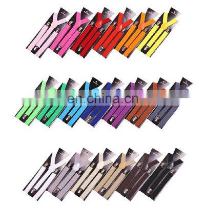 New Mens Womens Unisex Clip-on Suspenders Elastic Y-Shape Adjustable Braces Solids 25*100cm Colorful