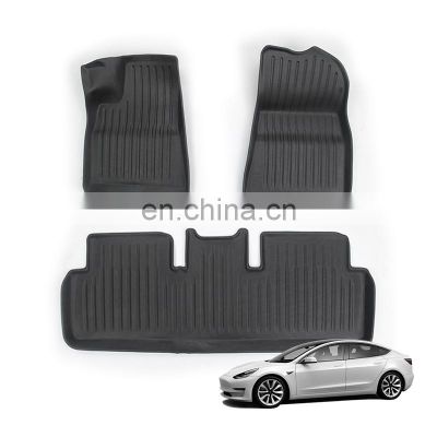 Bulk Sale Durable All Weather Waterproof  4 Pcs Black Rubber Tpe Car Floor Mats For Tesla Model 3