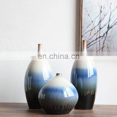 cheap china porcelain handmade ceramic blue color flower vase for home decor