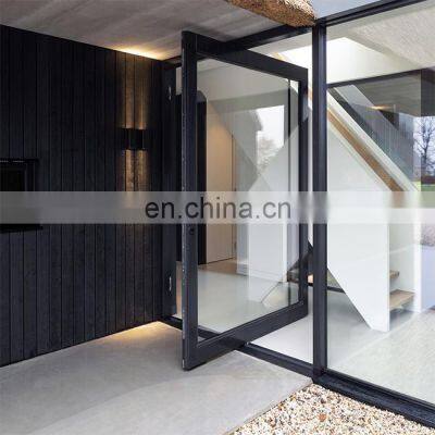 New Design And Hot Sale Tempered Glass Aluminium Pivot Front Door With Big Panel Glass