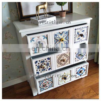 White Solid Wood Storage Cabinet Drawers Storage Wooden Cabinet photo-4