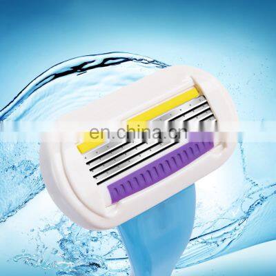 Customized Logo Razor For Women Hair Germany Blades Rubber Handle 4 Blades Women Razor NO Disposanle Razor Manufacture GF-0038