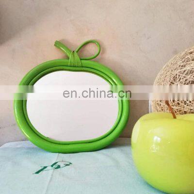 Hot Sale Green Apple Rattan mirror Home Decoration Kid's Decor Bedroom WHolesale made in Vietnam