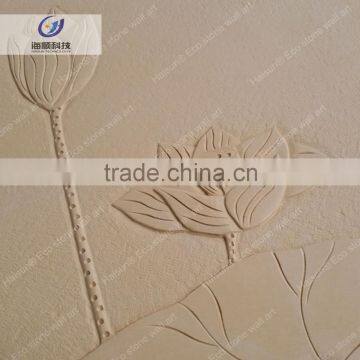 Waterproof carved lotus wall panel plants relief stone wall art