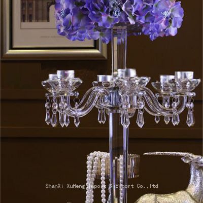 Wholesale 7 Weapons Wedding Crystal Dendritic Candlestick Chandelier Wedding Party Decoration Candelabra Candle Holder