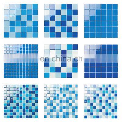 Indoor or outdoor mosaic pool tile Non-slip Square Blue Glossy Swimming pool steps Mosaic Tile