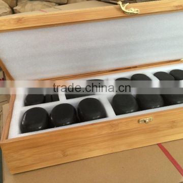 Hot stone massage set with deluxe bamboo box(40pcs set)