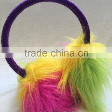 Children and baby thermal ear cover colorful faux fur earmuffs