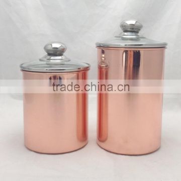 Copper Plated Canister with airtight Lid