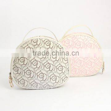 Customized new fashion pu printing cosmetic case waterproof rose flower cosmetic bag