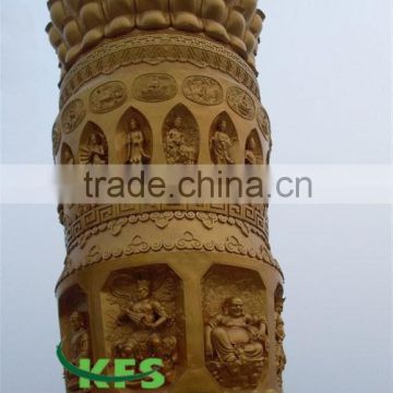 Bronze religious place put large buddha column sculpture