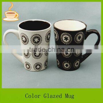 unglazed ceramic travel mug with lid and handle with hand printing wholesale