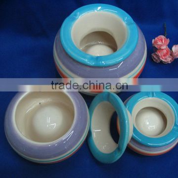 Professional customize various hand painting dolomite ceramic ashtray 3size set