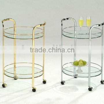 Tea trolley/ Round Glass Serving Trolley