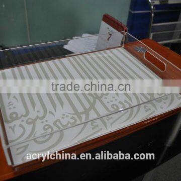 2015 Hot Sell Made in China acrylic serving tray,Clear Fashion Acrylic Tray with Plastic Edges for Holding Drinks