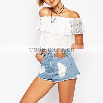 Lace floral lady tube tops designs dress oem apparel suppliers