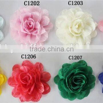 New Design 12.5cm Crumpled Chiffon Mesh Flower,Elegant For Women