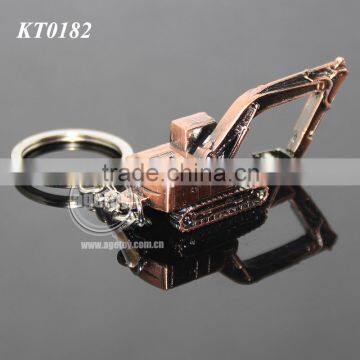 3D Mini Excavator Shaped Promotional Rose Copper Alloy Metal Excavator Keyring photo-2