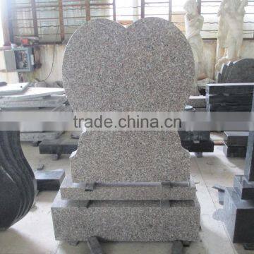 European style pink granite monument heart shape gravestone