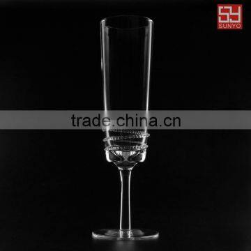 China manufacture lead crystal clear mini circle wrapping wire high champagne glass