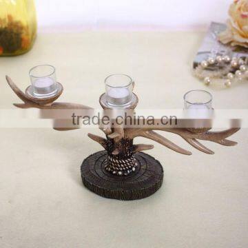 2015 Wholesale Traditional antlers type gold plated wedding Retro and Europe resin antique candle holders from China